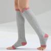 CRETUAO 2 Pair Zipper Women Compression Stockings Burn Fat Socks Open Toe Girl Compression Slim Beauty Leg,Grey,L/XL view 3