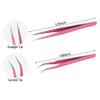 2 Pcs Eyelash Tweezers, Straight and Curved Tip, Eyelash Extension Tweezers (Pink) view 2