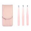 3 Pcs Eyebrow Tweezers, Ingrown Hair Remover, Stainless Steel Precision Tweezers Set for Eyebrows, Blackhead, Splinters, Facial and Ingrown Hair (Pink) view 1