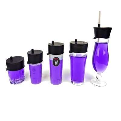 Extendible Anti-Drug Glass Protection  Reusable Silicone Black  Adaptable to Most Glasses (Pack of 5)