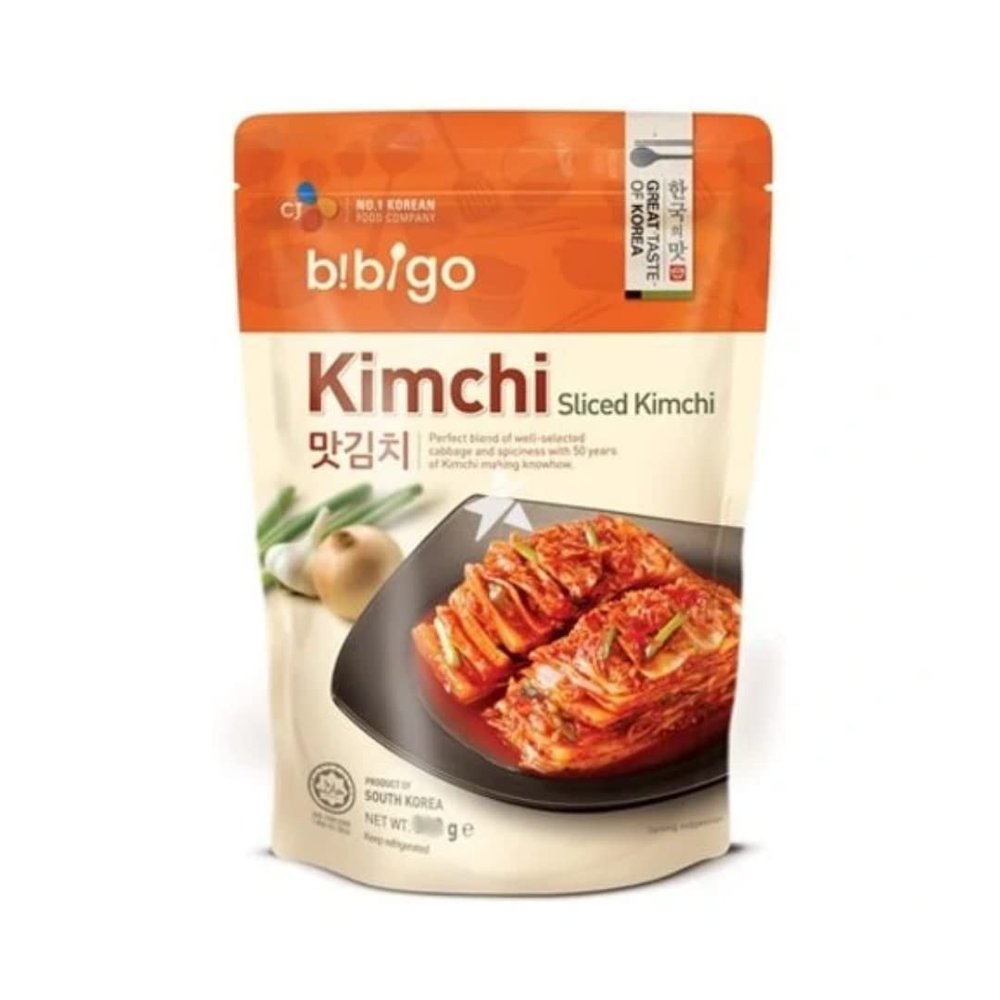 Bibigo Sliced Kimchi 500g | Authentic Korean Fermented Napa Cabbage | Spicy & Tangy Flavour | Ready to Eat | Pack of 2