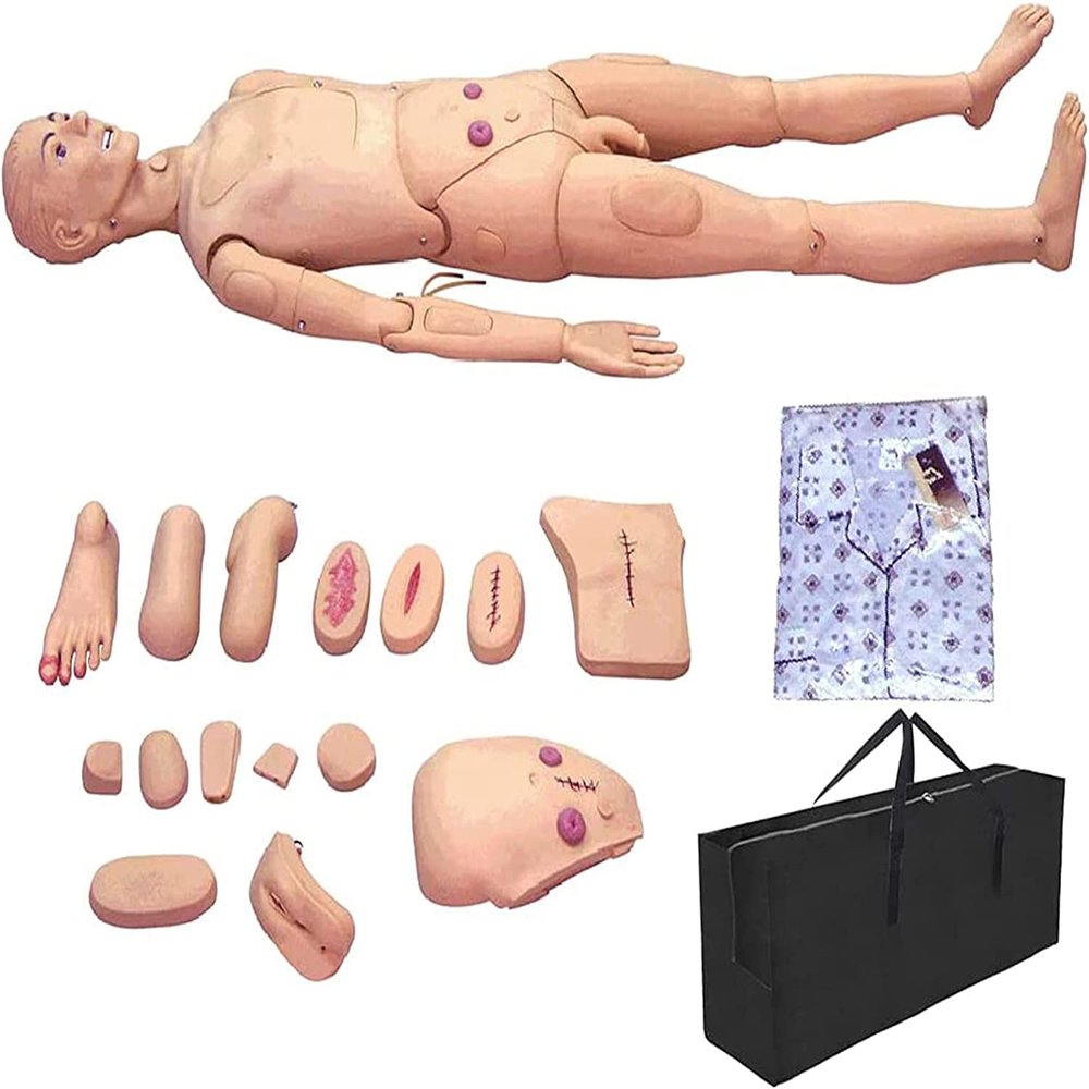 DACUN Male Patient Care Manikin 5.57ft Life Size Full Body Nursing Skills Training Manikin Training Manikin for Educational Teaching Research