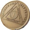1 Year AA Medallion Large 1.5 Inch Heavy Premium Bronze Sobriety Chip view 1