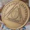 1 Year AA Medallion Large 1.5 Inch Heavy Premium Bronze Sobriety Chip view 3