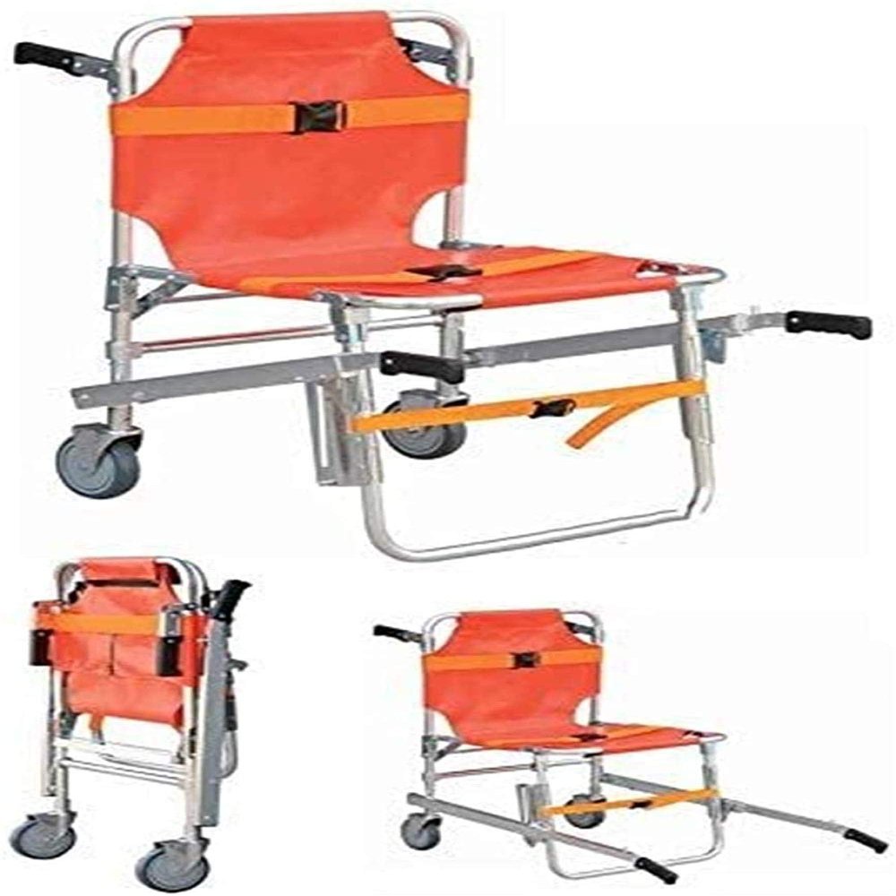 Folding Stair Chair Emergency Rescue Elevator Ambulance Firefighter Evacuation Lift Stair Chair with Quick Release Buckles 0118 (Color : Blue)-Orange