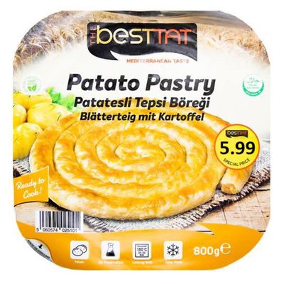 Frozen Besttat Potato Pastry 800g (Pack of 3) | Crispy Golden Potato Snack | Ready-to-Cook for Breakfast, Sides & Quick Meals