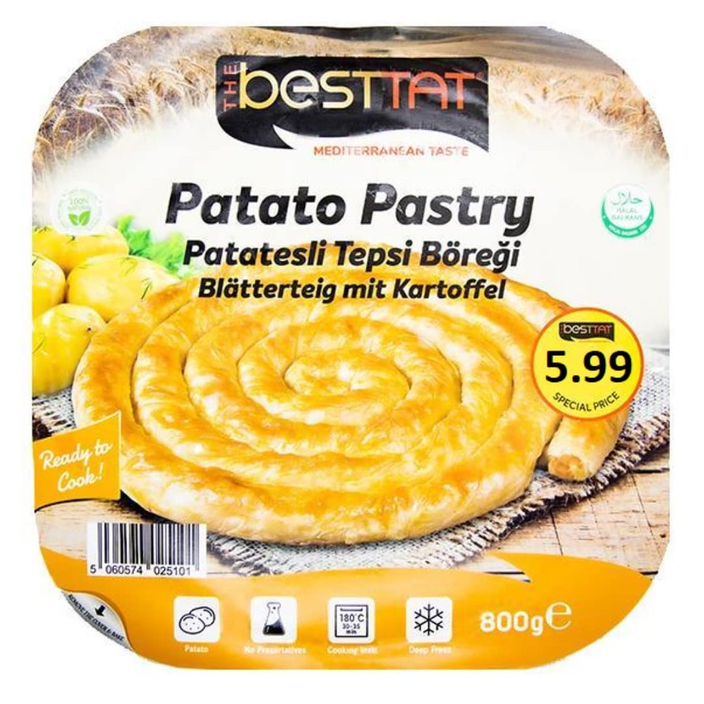 Frozen Besttat Potato Pastry 800g (Pack of 3) | Crispy Golden Potato Snack | Ready-to-Cook for Breakfast, Sides & Quick Meals