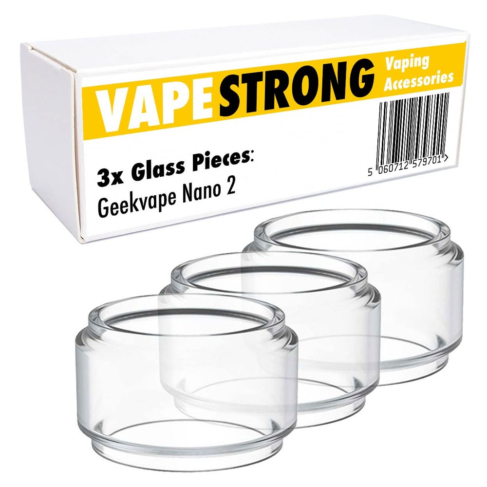 VapeStrong 3X Spare Bubble Glass Tube for GeekVape Nano 2 Tank, M100 Kit Fatboy Bulb Fat Boy Geek Vape
