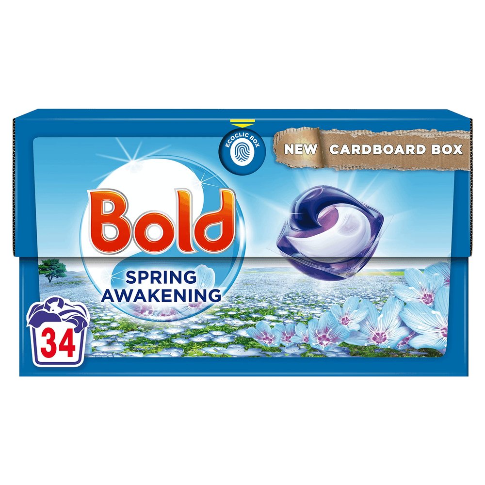 Bold All-in-1 Pods Washing Liquid Capsules 34 Washes, Spring Awakening Washing Detergent, For Brilliant Clean With Built-In Fabric Softener
