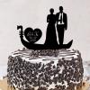 Mr & Mrs Silhouette Cake Toppers Acrylic Black Silhouette Personalized Surname Est Date Romantic Bride & Groom Cake Topper For Wedding Engagement Party Supplies Engagement Gifts For Couple view 2