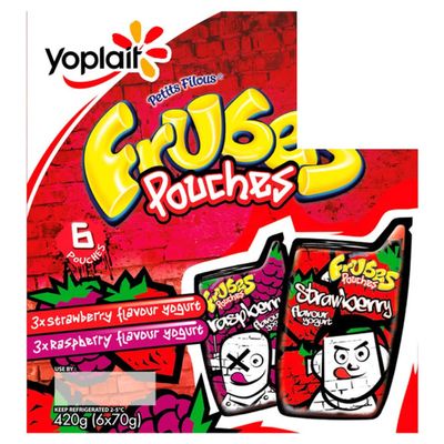 Frubes Pouches Fromage Strawberry Raspberry 6X70gr x 10 Pack