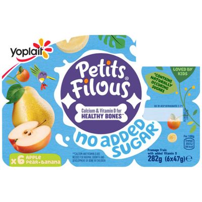 Petits Filous No Added Sugar Strawberry Banana Fromage Frais 6 X 47gr x 10 Pack