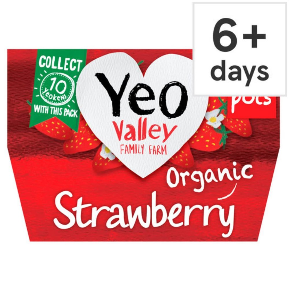Yeo Valley Strawberry Yoghurt 4X120gr x 5 Pack