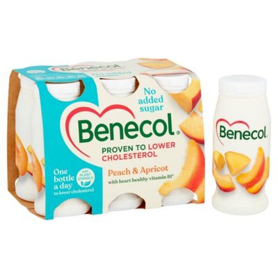 Benecol Peach & Apricot Yoghurt Drink 6X67.5gr x 2 Pack