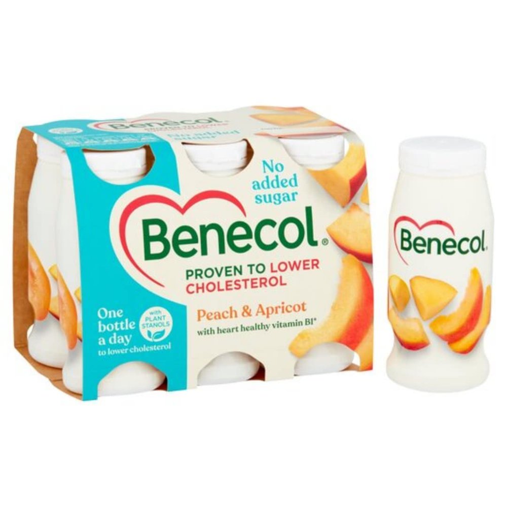 Benecol Peach & Apricot Yoghurt Drink 6X67.5gr x 2 Pack