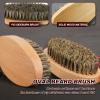 Beard Brush Comb Set for Men, Wooden Boar Bristle Hair Moustache Comb Beard Brush Set for Combing Beard Hair, Removing Debris, Massages Face view 3