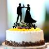 Mr & Mrs Silhouette Cake Topper Personalized Names Est Date Silhouette Elegant Bride And Groom Cake Topper For Wedding Engagement Party Supplies Wedding Gifts For Couple Acrylic Black