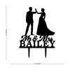 Mr & Mrs Silhouette Cake Topper Personalized Names Est Date Silhouette Elegant Bride And Groom Cake Topper For Wedding Engagement Party Supplies Wedding Gifts For Couple Acrylic Black view 3