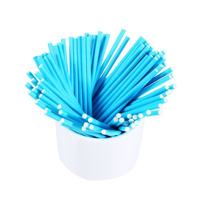 Alvinlite 100 PCS Lollipop Sticks, Safe Paper for Cake Pop, Candy, Sucker, Party Treat, Lollipop, Cake Topper, Chocolate and Cookie (Blue)