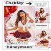 ADOME Lingerie for Women Sexy Schoolgirl Costume 0utfit Lingerie Set Lace Student Cosplay Roleplay with Top and Mini Skirt, Red Plaid, Medium view 4