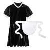 Mens Male Sissy Maid Dress Cosplay Costume Sexy Clubwear Puff Sleeve Wetlook Latex Maid Servant Uniform Flared Dress with Apron,Black,XXL view 4