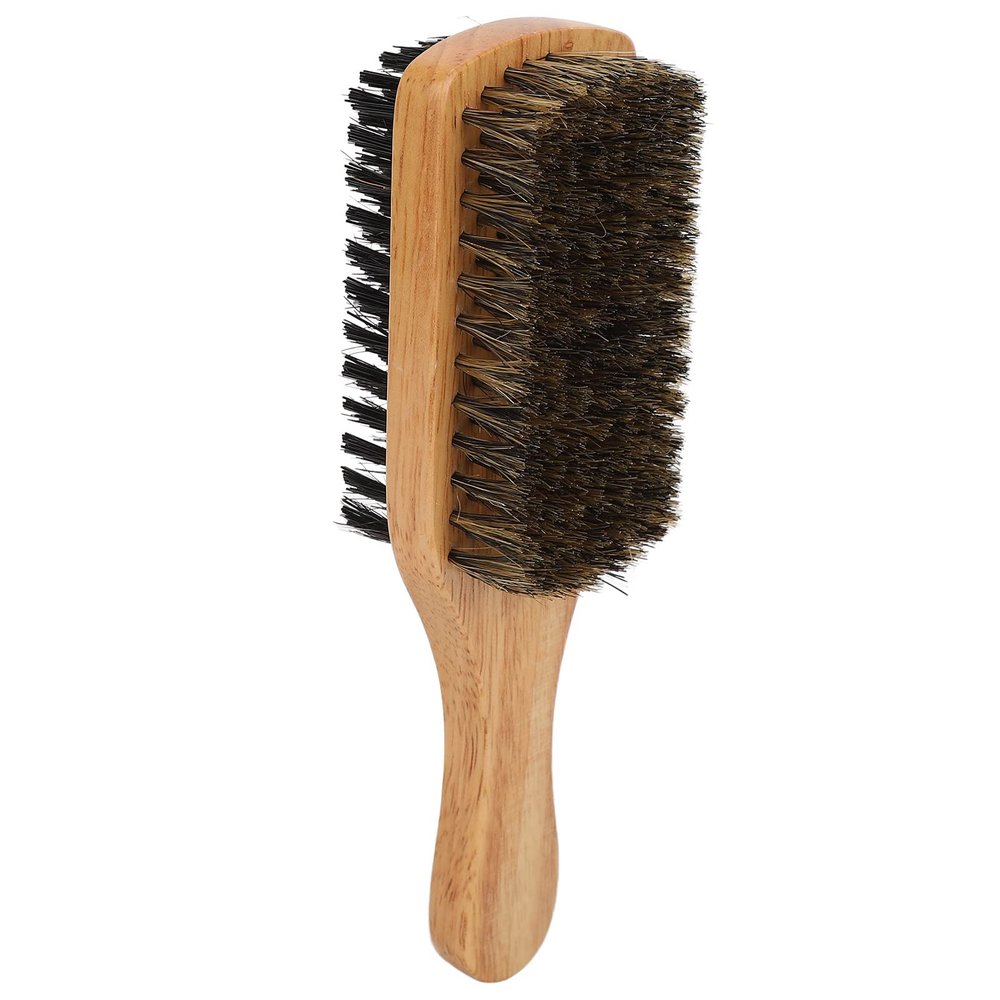 Double Sided Beard Brush, Imitation Bristles Brush with Rubber Wood Handle Eradicate Beard Itch Soften Hair Promote Stronger, Faster Growth for Men