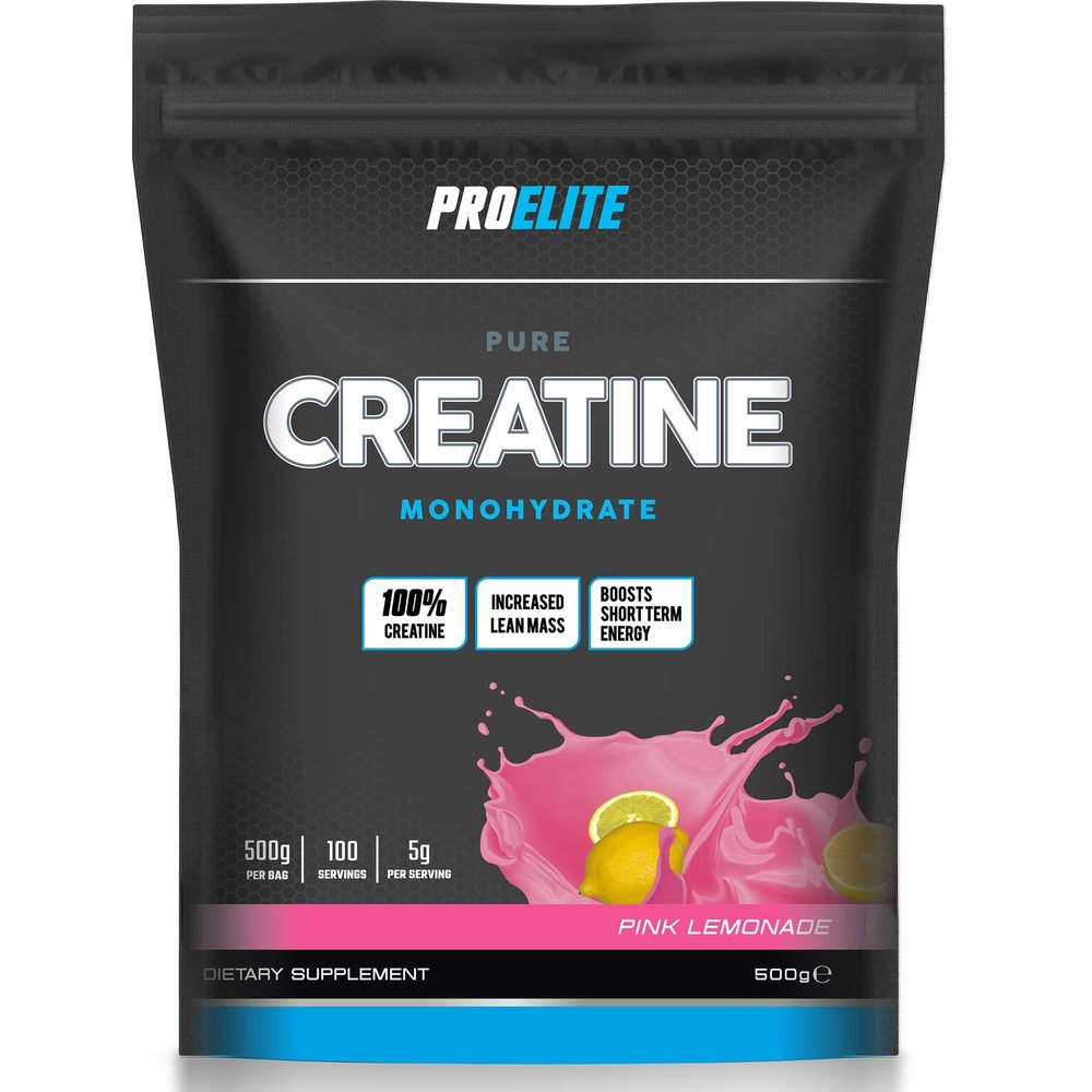 PRO-ELITE Creatine - Creatine Monohydrate Micronized Powder 500g, for Optimum Muscle Growth, Increases Physical Performance, Pure Unflavoured Creatine, Amino Acids (Pink Lemonade, 500g)
