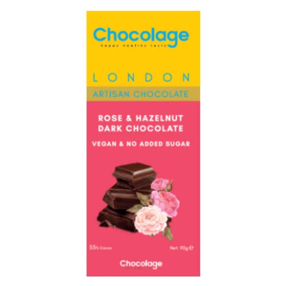 Chocolage Rose & Hazelnut Vegan Dark Chocolate 90gr x 4 pack