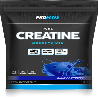 PRO-ELITE Creatine - Creatine Monohydrate Micronized Powder 1Kg / 1000g, for Optimum Muscle Growth, Increases Physical Performance, Pure Unflavoured Creatine, Amino Acids (Blue Raspberry, 1KG)