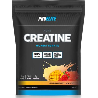 PRO-ELITE Creatine - Creatine Monohydrate Micronized Powder 1Kg / 1000g, for Optimum Muscle Growth, Increases Physical Performance, Pure Flavour Creatine, Amino Acids (Strawberry Mango, 1KG)