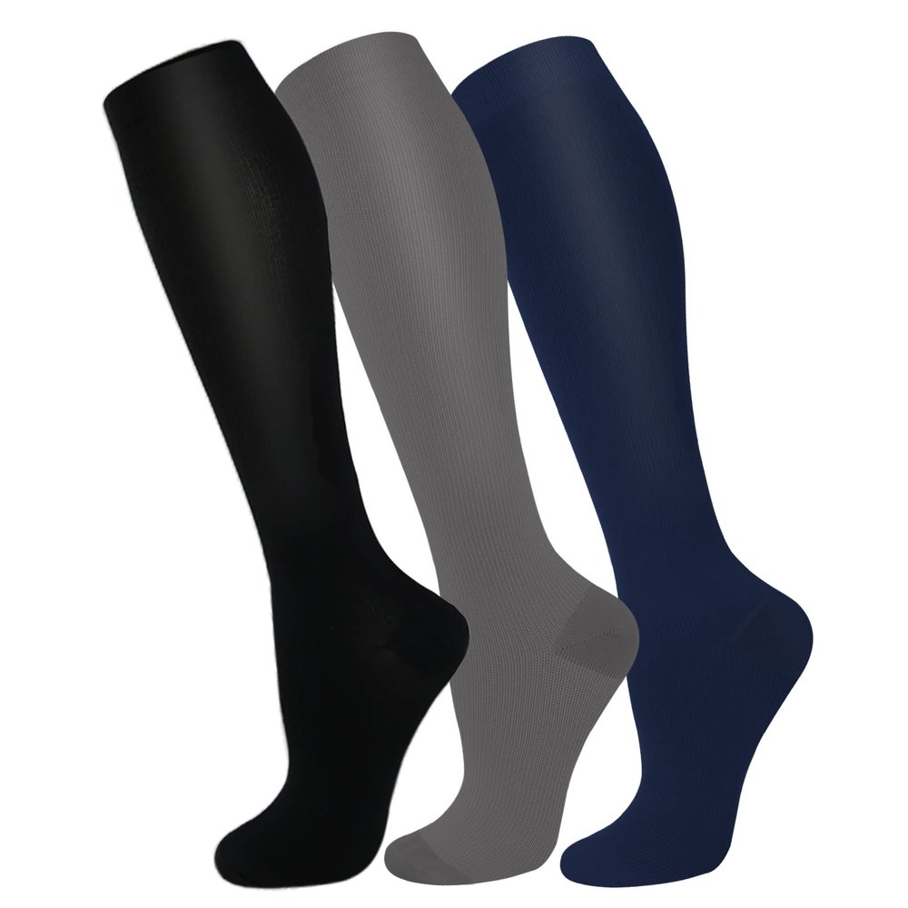 3 Pack Copper Compression Socks - Compression Socks Women & Men Circulation - Best for Medical,Running,Athletic, 043 Assort 1, S-M