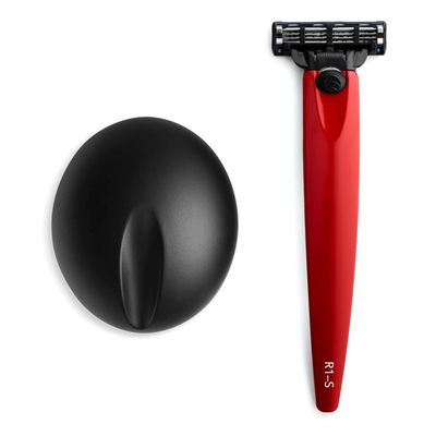 Bolin Webb Razor in Monza Red and Stand. Fitted with Gillette Mach3 Blade Cartridge. Luxury Razors for Men - Giftable R1 Style.