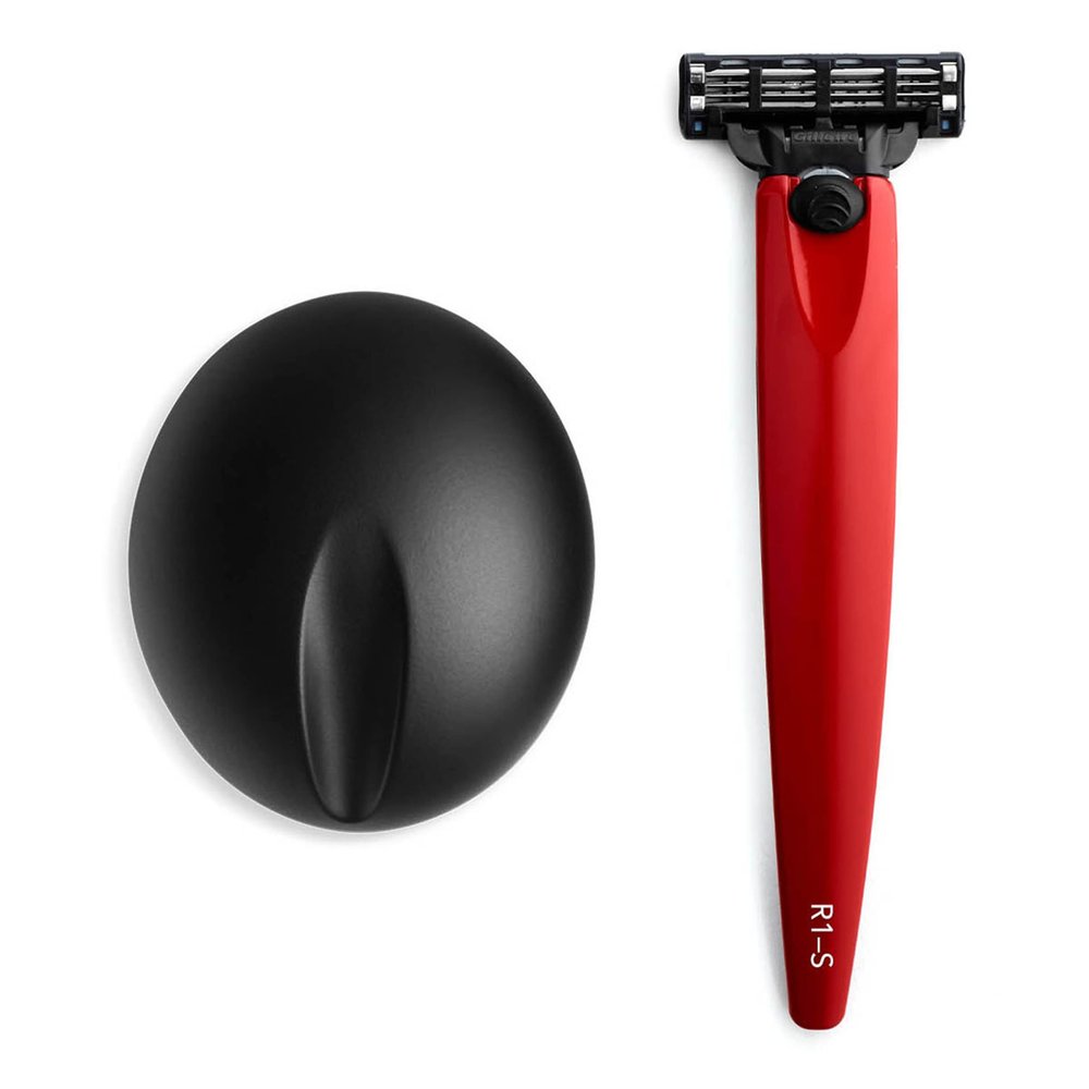 Bolin Webb Razor in Monza Red and Stand. Fitted with Gillette Mach3 Blade Cartridge. Luxury Razors for Men - Giftable R1 Style.