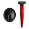 Bolin Webb Razor in Monza Red and Stand. Fitted with Gillette Mach3 Blade Cartridge. Luxury Razors for Men - Giftable R1 Style. view 1
