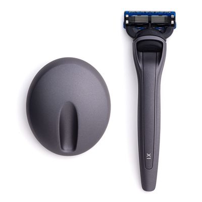 Bolin Webb Handle with Razor Stand in Matte Graphite. Fitted with Gillette Fusion5 Blade Cartridge Technology for The Closest Shave. Award Winning Razors for Men - Made in England. Style is X1