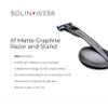 Bolin Webb Handle with Razor Stand in Matte Graphite. Fitted with Gillette Fusion5 Blade Cartridge Technology for The Closest Shave. Award Winning Razors for Men - Made in England. Style is X1 view 2