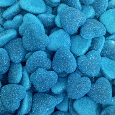 Shiny Blue Hearts Victorian Gift Jar by The Gourmet Sweet Company