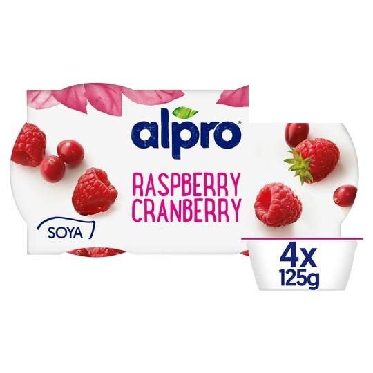 Alpro Raspberry & Cranberry Alternative Yogurt 4X125gr x 5 Pack