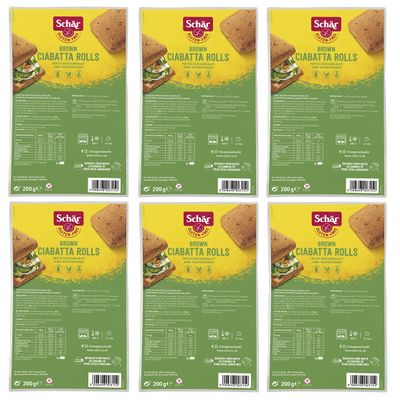 Schr Gluten Free Brown Ciabatta Rolls - Multipack 6 x 4 Roll Pack