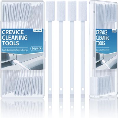 40Pcs Disposable Crevice Cleaning Brushes for Small Spaces, Detail Gaps Scrub Cleaner Brush Set for Toilet Bowl Corner, Groove Household Cleaning Tool for Window Track, Blind, Door, Vent Fan, Stove