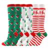 Christmas Compression Socks for Women & Men (3 Pairs) 20-30 mmHg Knee High Long Tube Stockings for Running, Nursing, Hiking, Travel, Flight view 1