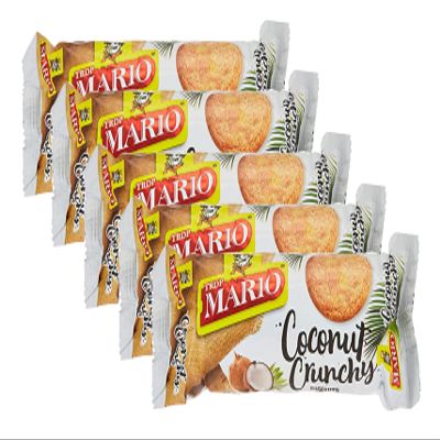 TRDP MARIO Coconut Crunchy Biscuits 90g - Offers A Wholesome Teatime Experience  Delicious nutritious Coconut Cookies Loaded with Coconut (Pack of 5)