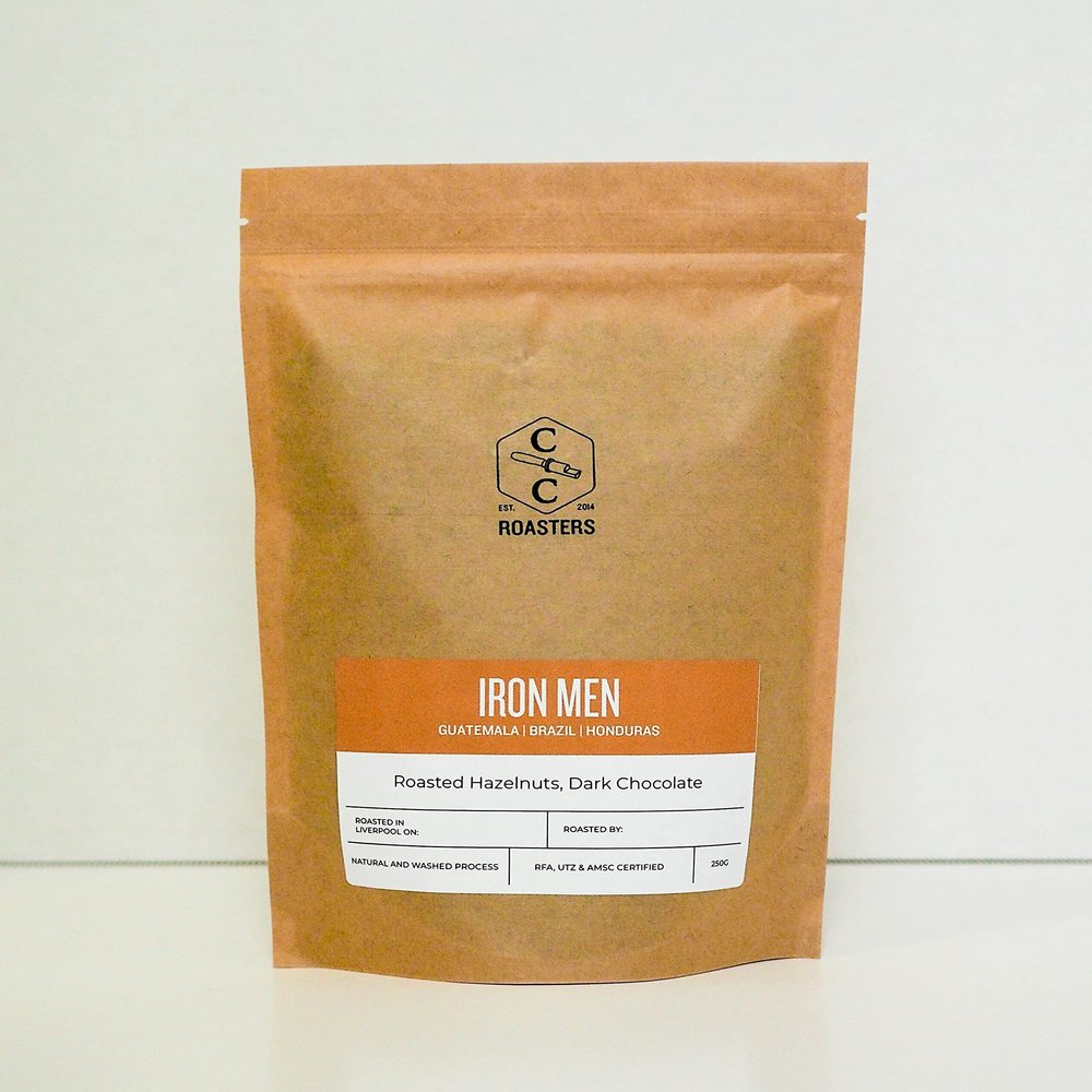 Crosby Coffee Roasters Iron Men Blend, Speciality Coffee 100% Arabica- Medium Roast, Whole Bean, 250g