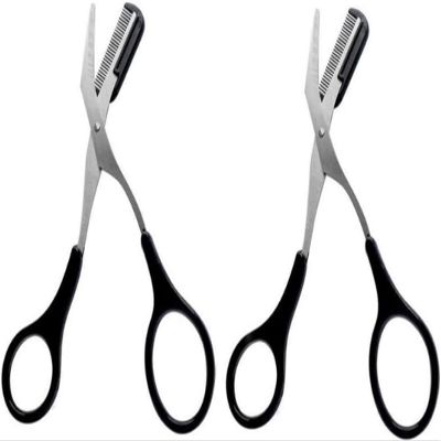 2PCS Eyebrow Trimmer Comb Eyelash Hair Scissors Cutter Shaper Beauty Tool Eyebrow Eyelash Hair Removal Shaper Shaping Tool Makeup Beauty Accessories for Men and Women