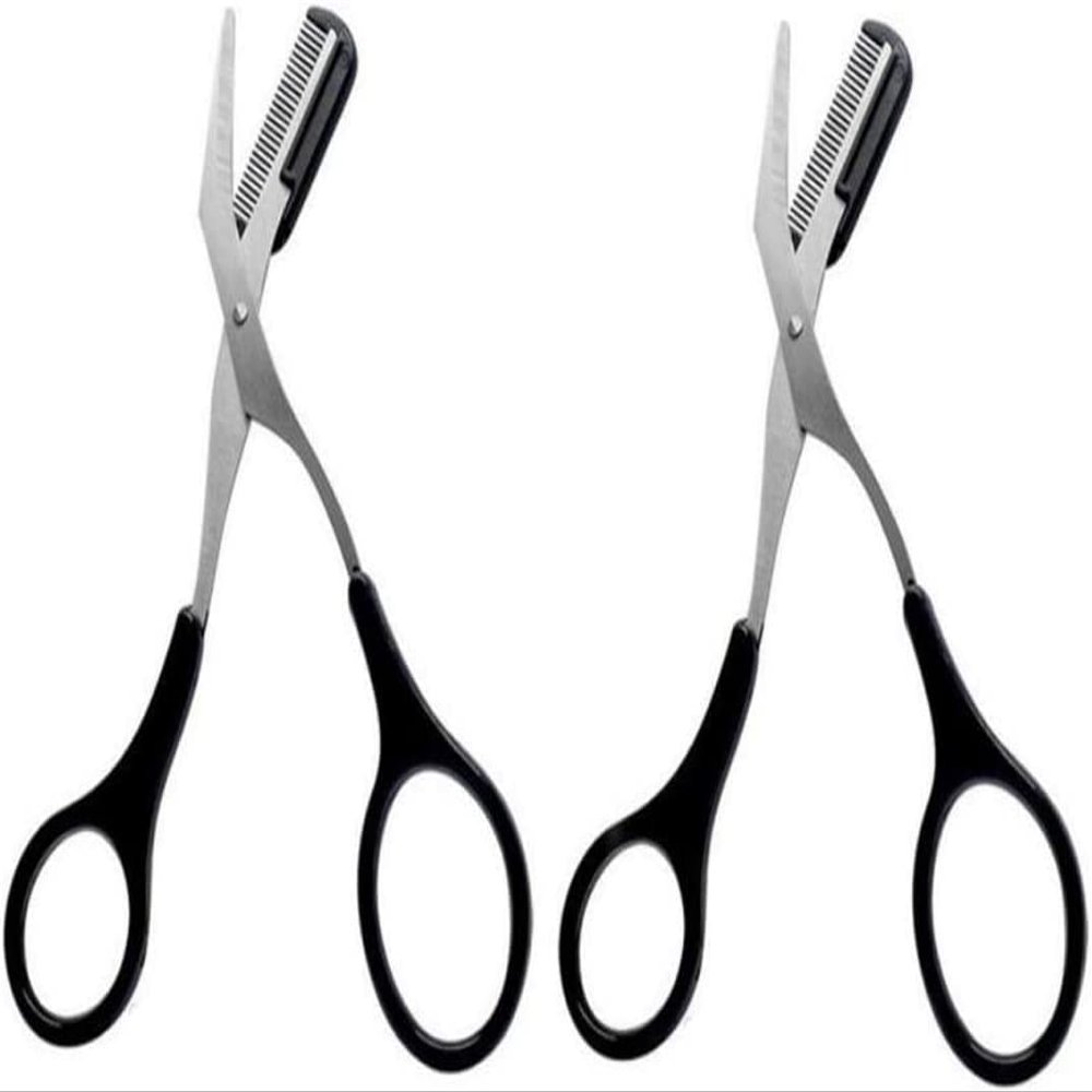 2PCS Eyebrow Trimmer Comb Eyelash Hair Scissors Cutter Shaper Beauty Tool Eyebrow Eyelash Hair Removal Shaper Shaping Tool Makeup Beauty Accessories for Men and Women