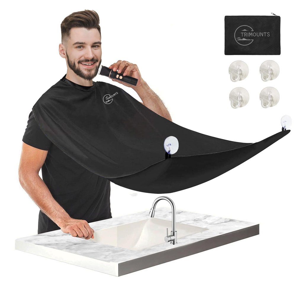 Beard Bib Apron,Beard hair catcher for men shaving and trimming, Black, 120cm*80cm