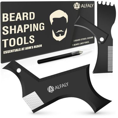 Alfaly Beard Shaper Tool Kit for Beard Shaping & Styling  Premium Beard Lineup and Guide Tool for Men Perfect for Styling and Edging  Comes with Beard Pencil 1