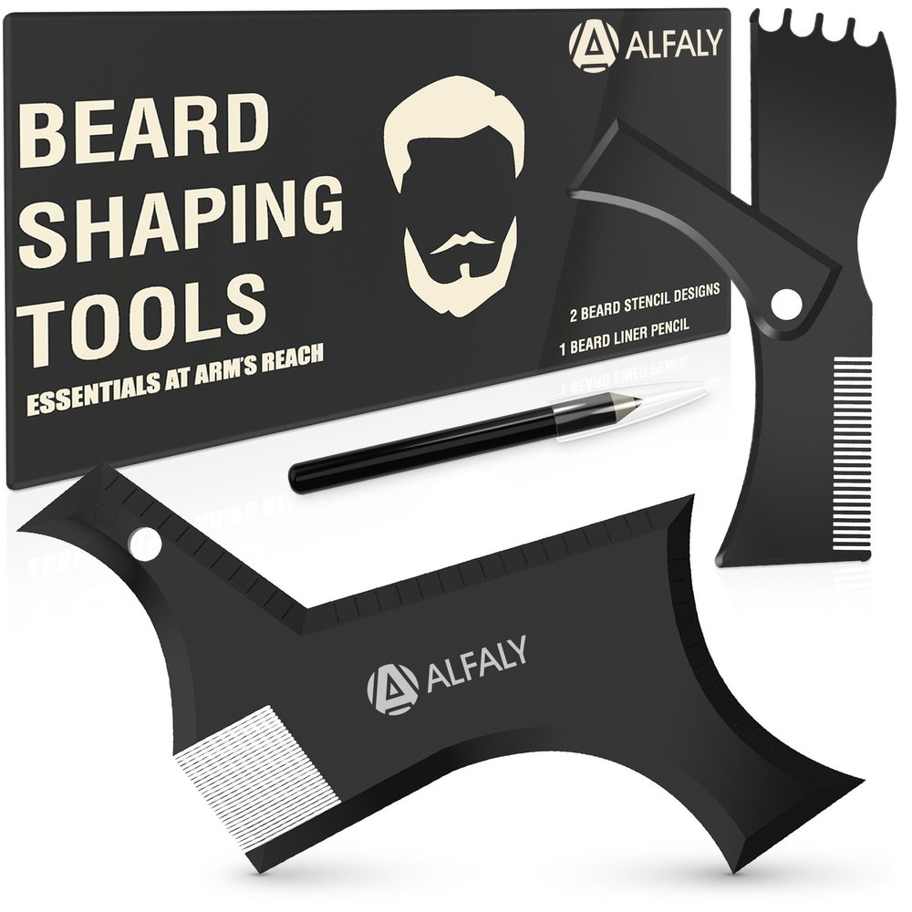 Alfaly Beard Shaper Tool Kit for Beard Shaping & Styling  Premium Beard Lineup and Guide Tool for Men Perfect for Styling and Edging  Comes with Beard Pencil 1