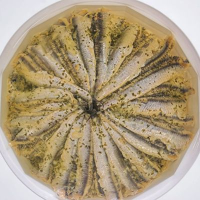 Marinated Anchovies in Tub 1kg  Premium Anchovy Fillets in Oil & Herbs, Ready to Eat, Authentic Mediterranean Flavour