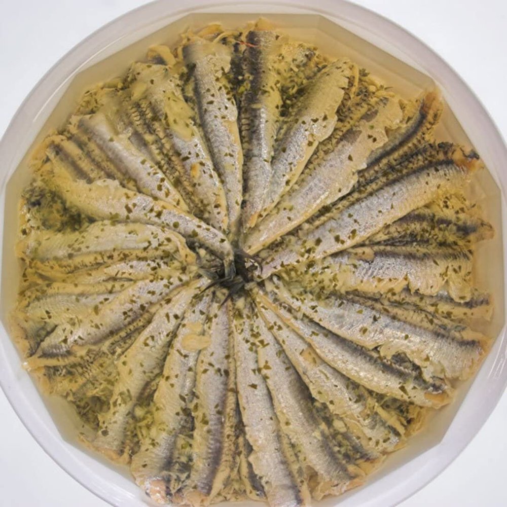 Marinated Anchovies in Tub 1kg  Premium Anchovy Fillets in Oil & Herbs, Ready to Eat, Authentic Mediterranean Flavour